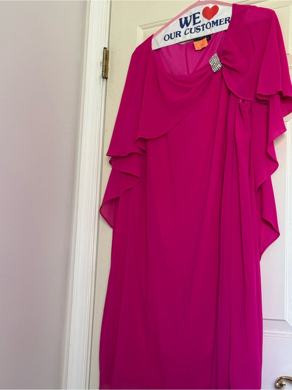 Jessica Howard Hot Pink Cascade Ruffle Midi Dress